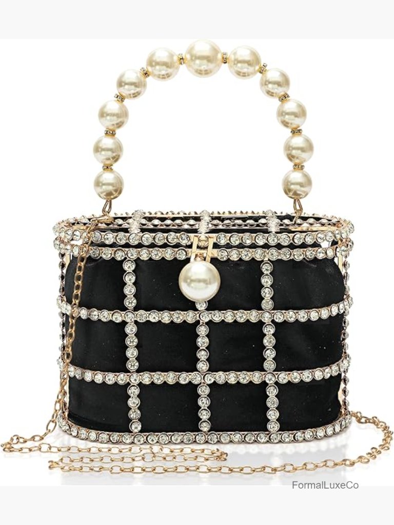 Evening Clutch Purse With Pearl Diamonds Women's Handbag For Wedding Prom
